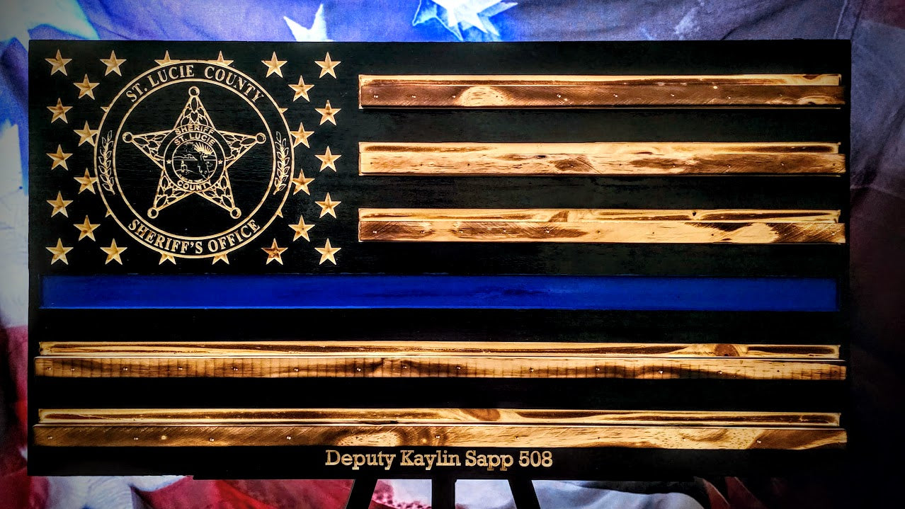 Handcrafted Wooden American Flag Wall Art with Challenge Coin Holder - Patriotic Veteran Gift