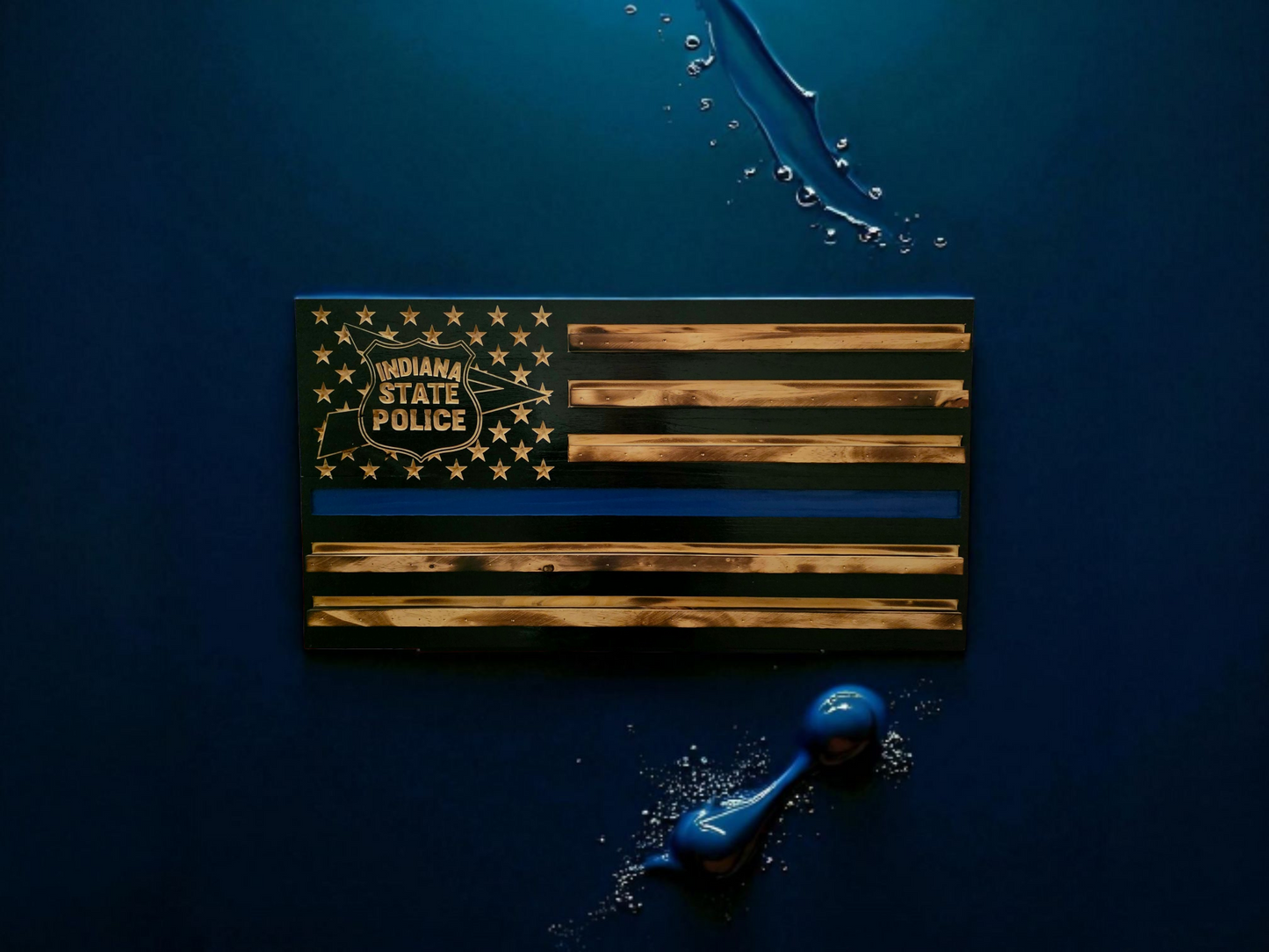 Handcrafted Wooden American Flag Wall Art with Challenge Coin Holder - Patriotic Veteran Gift