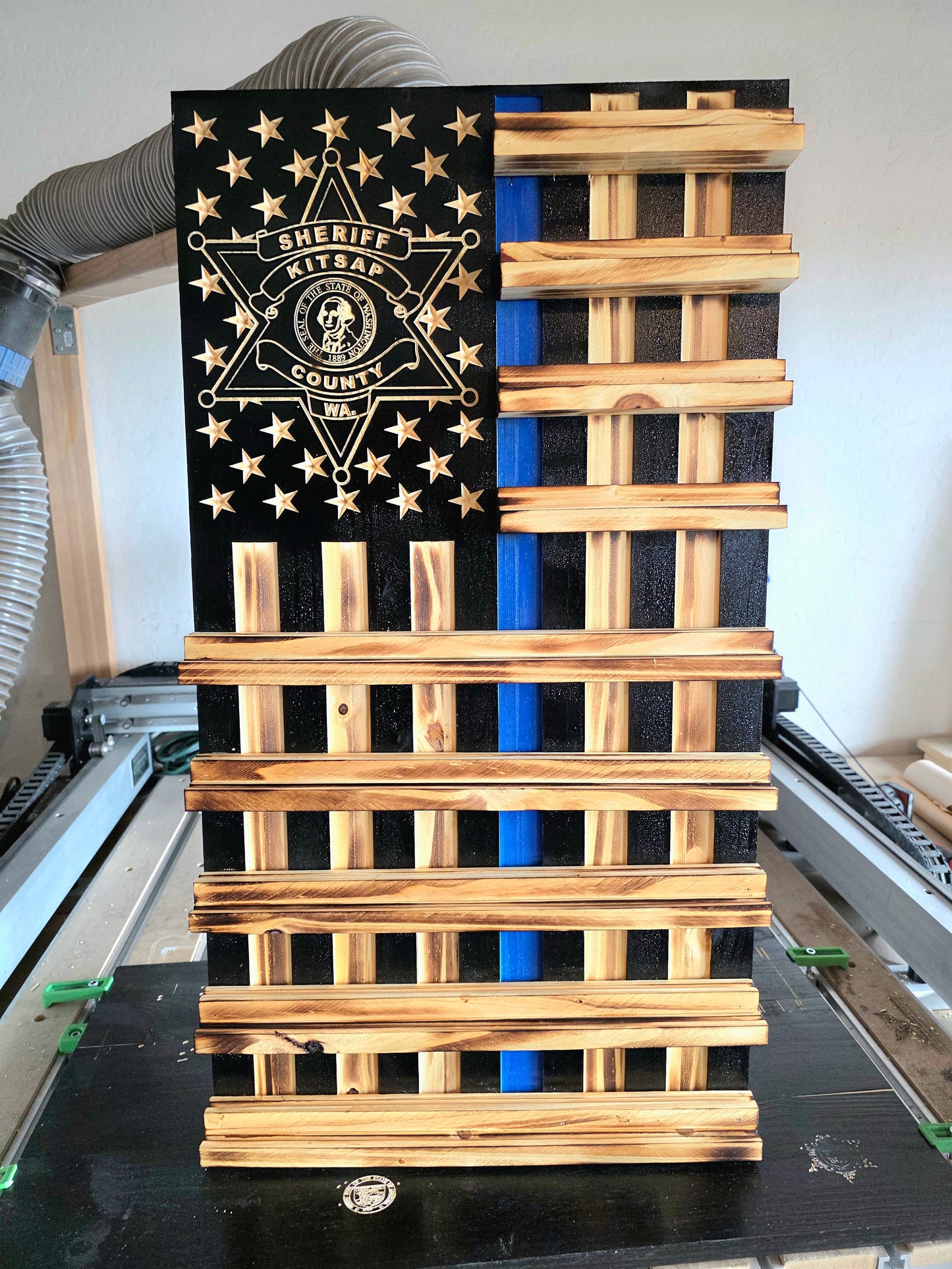Rustic Wooden Double Challenge Coin Display Rack - First Responder Retirement Gift for Man Cave