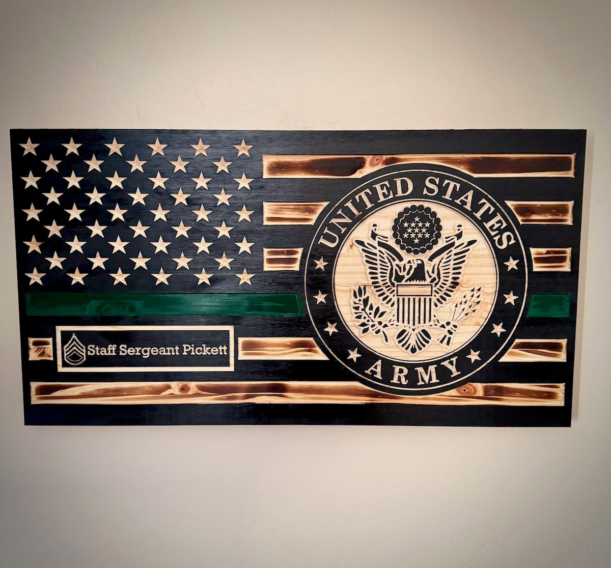Large United States Armed Forces Wooden Fags