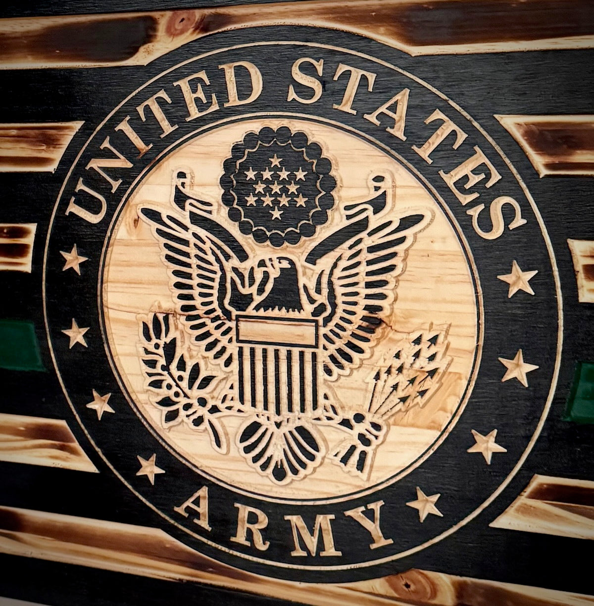 Large United States Armed Forces Wooden Fags