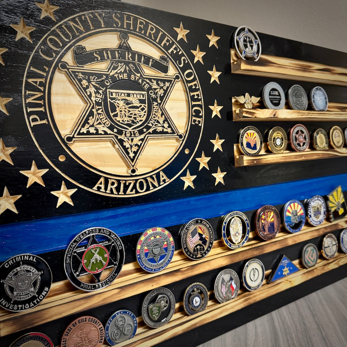 Custom Blue Line Challenge Coin Holder