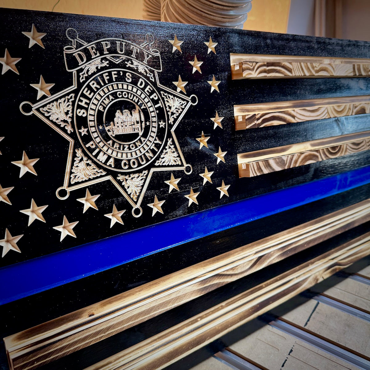Custom Blue Line Challenge Coin Holder