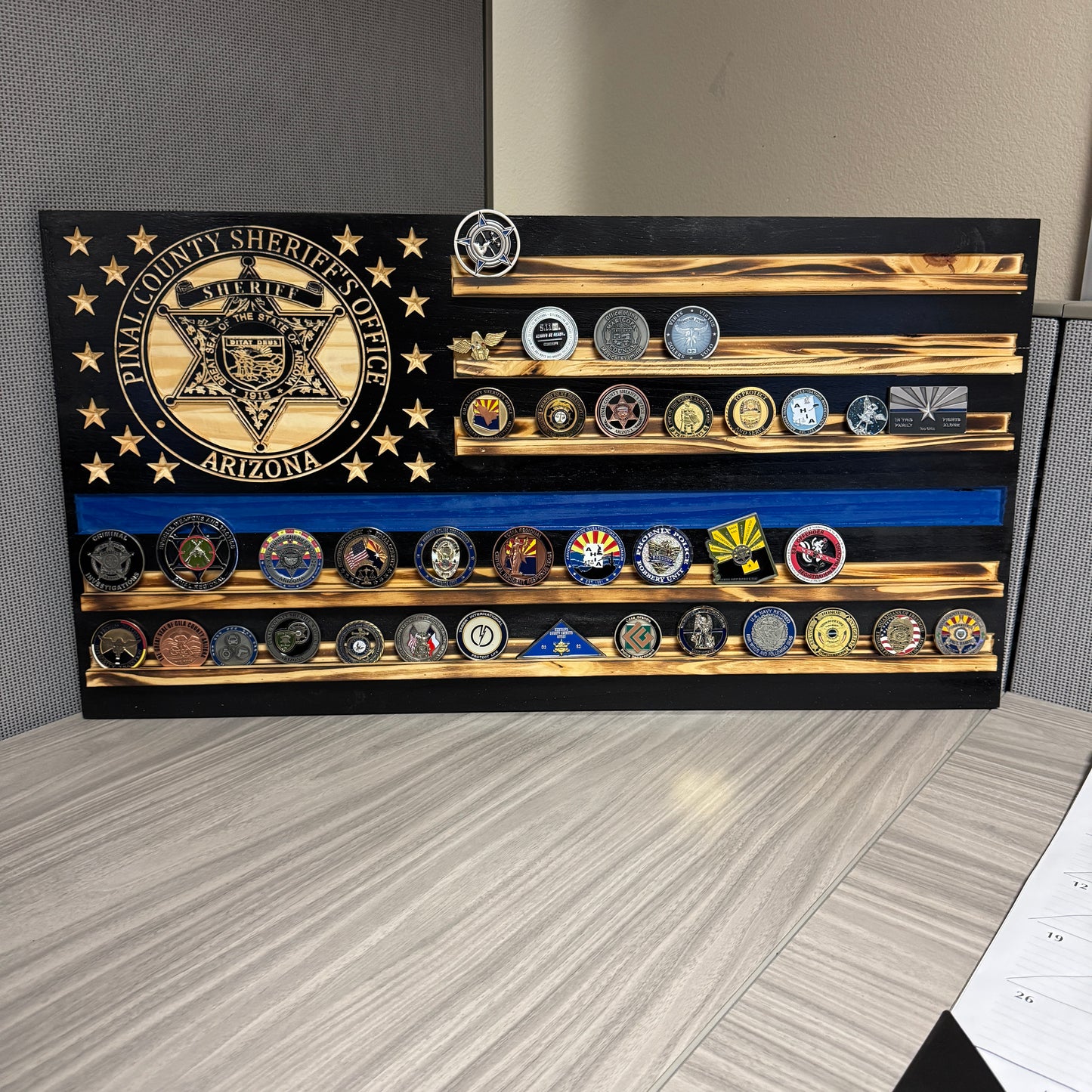Custom Blue Line Challenge Coin Holder