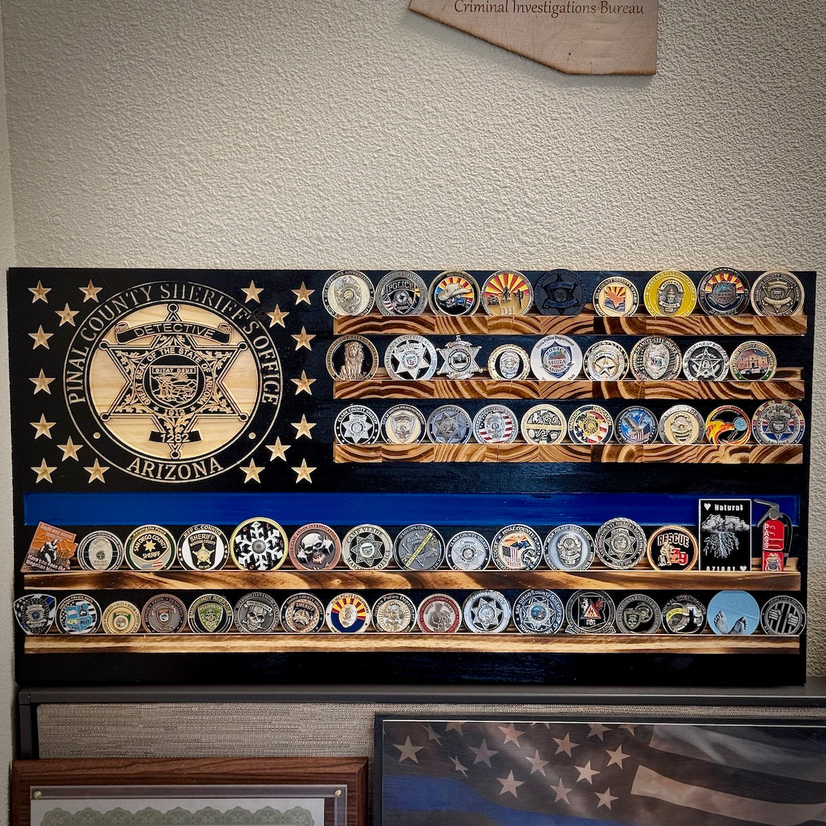 Custom Blue Line Challenge Coin Holder