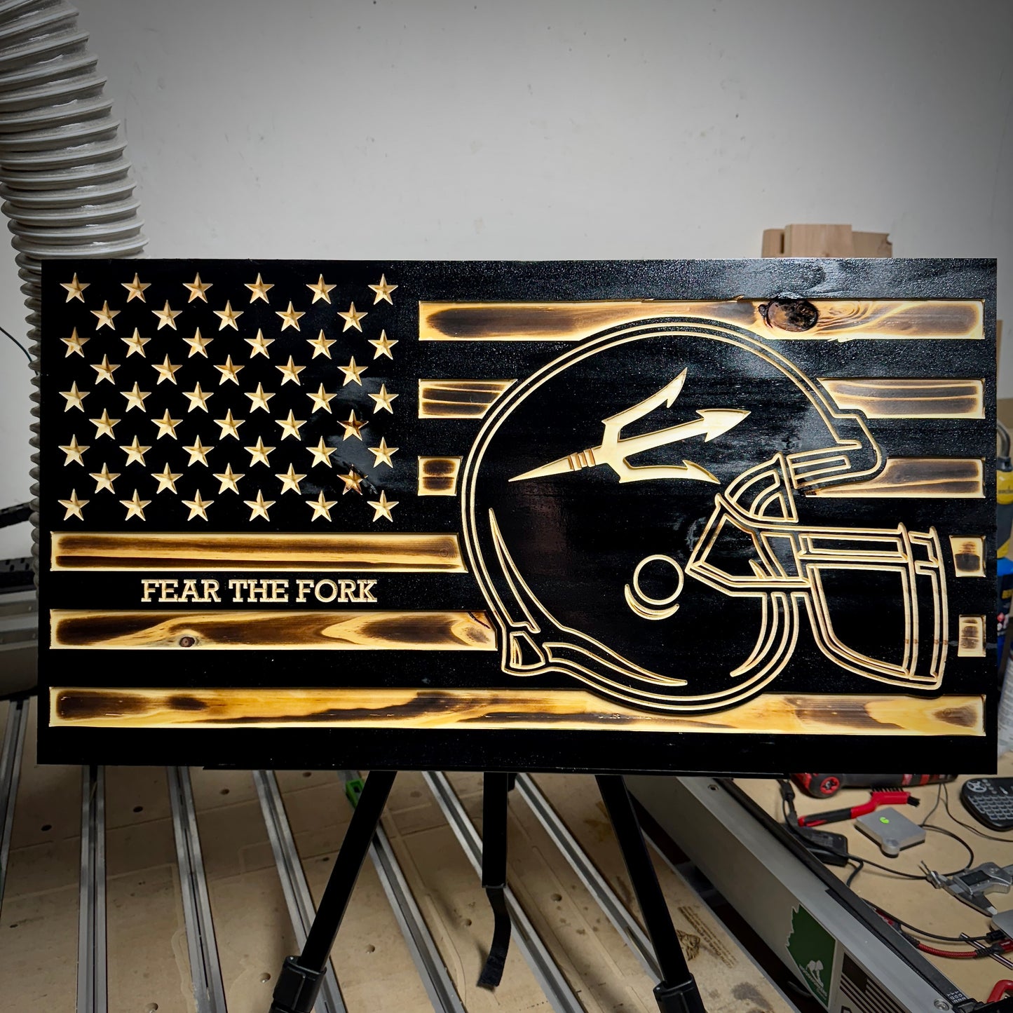 Custom Football Wooden Flag – Arizona State “Fear the Fork” Edition