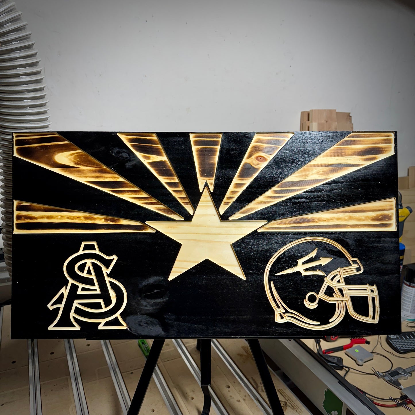 Custom Football Wooden Flag – Arizona State “Fear the Fork” Edition