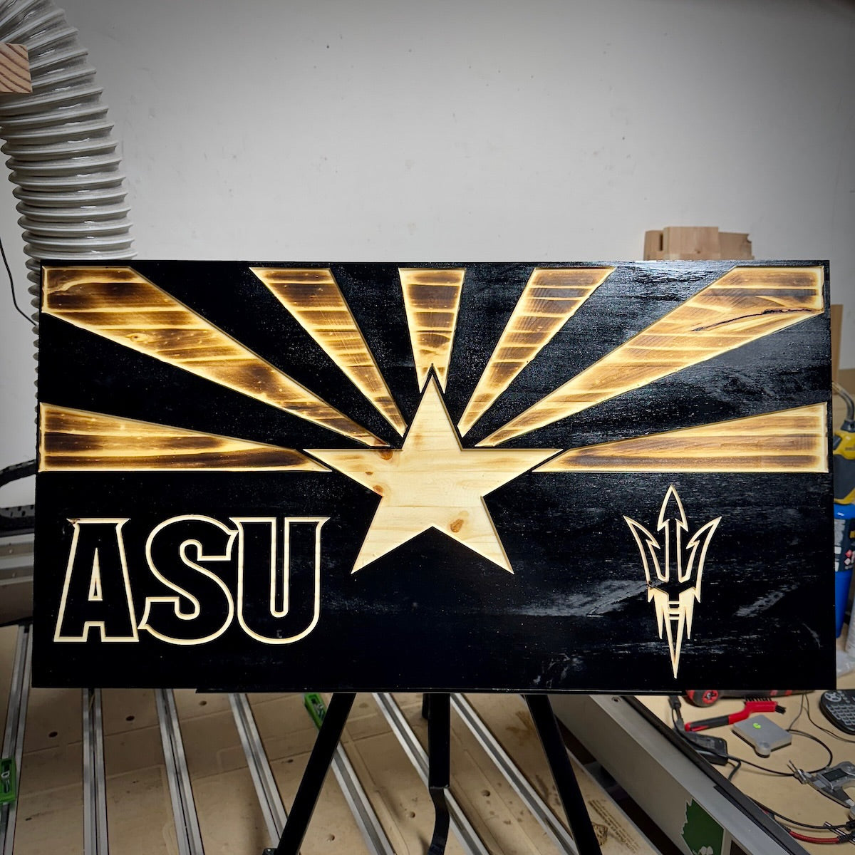 Custom Football Wooden Flag – Arizona State “Fear the Fork” Edition