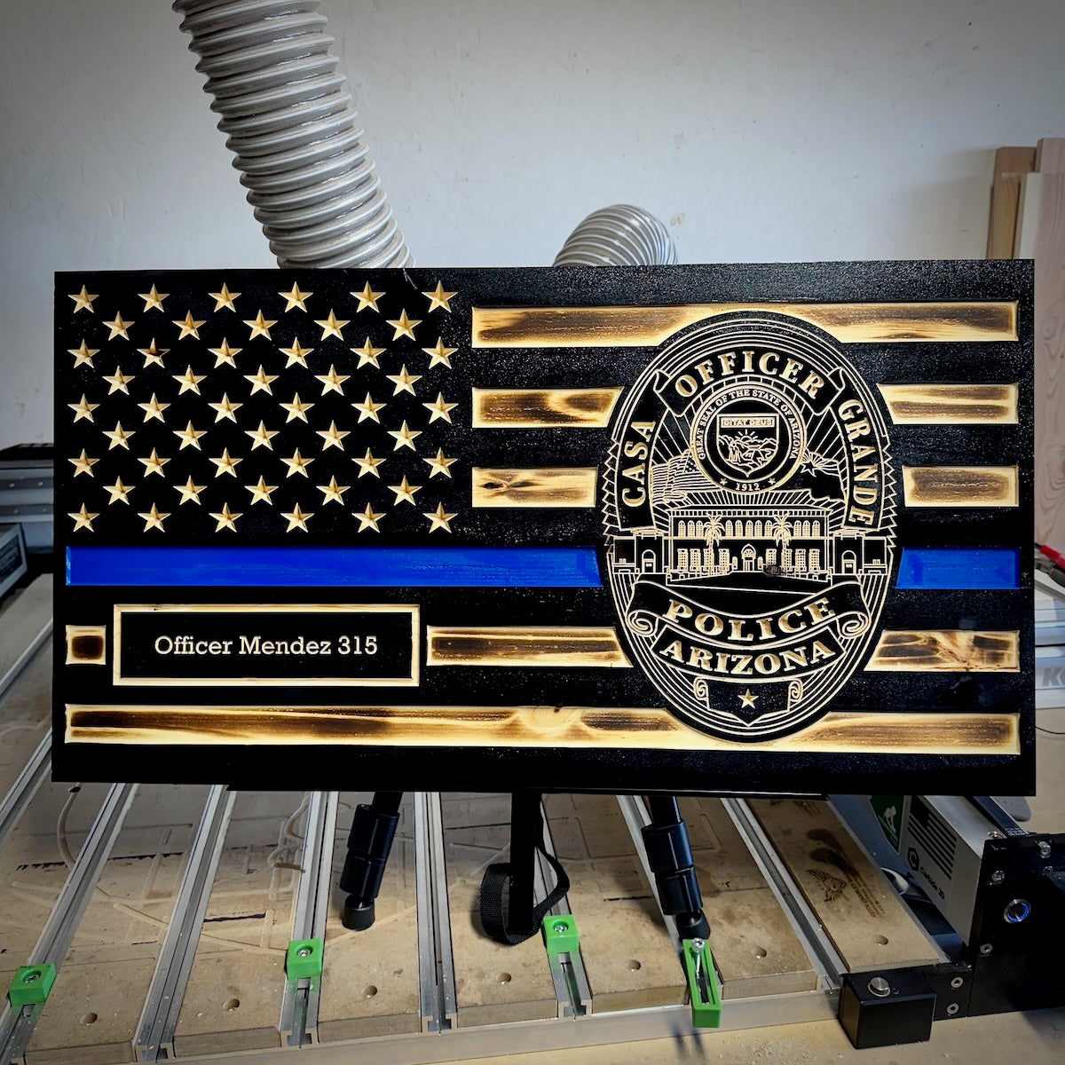 Small Blue Line Wooden Flag