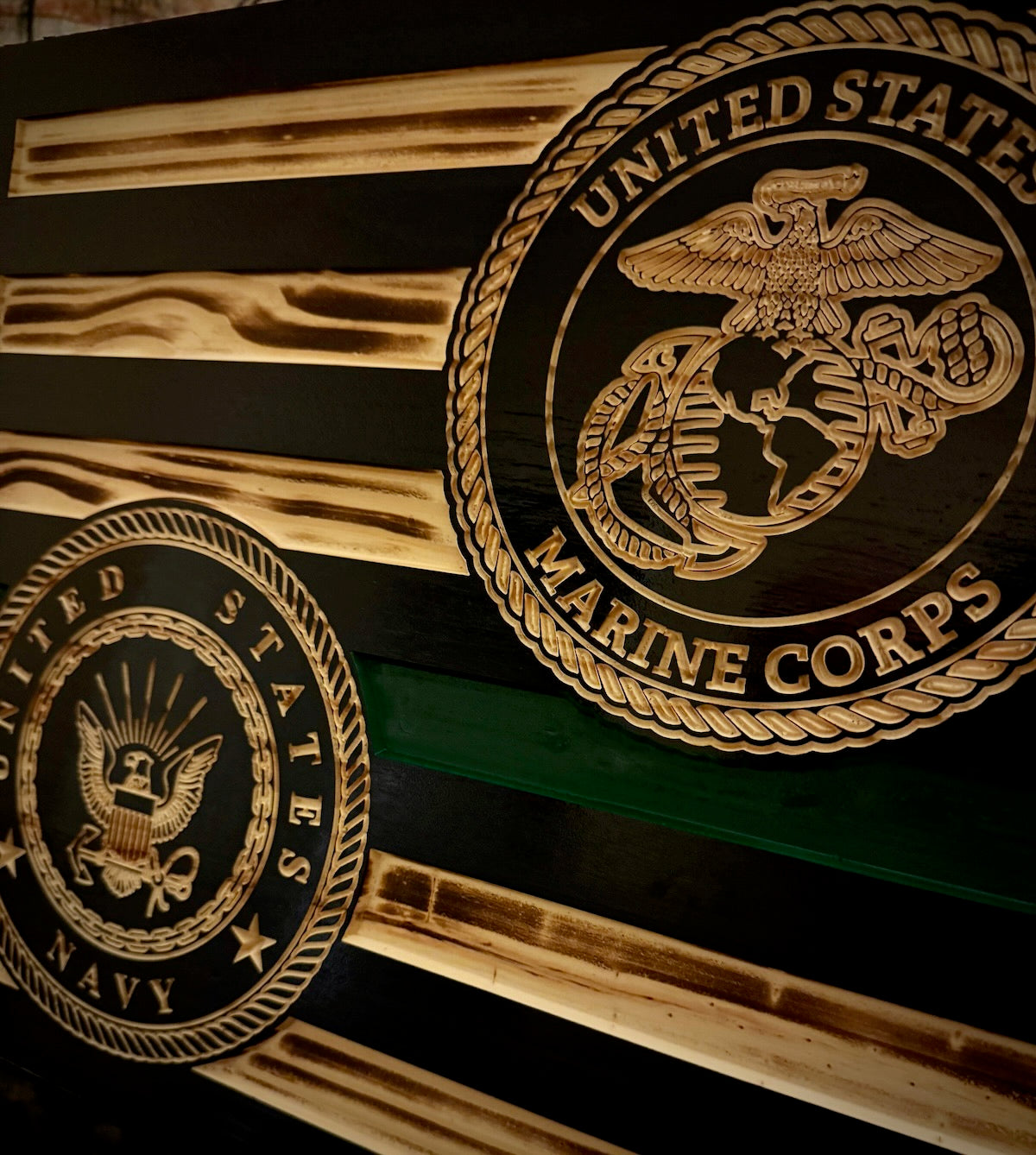 Large United States Armed Forces Wooden Fags