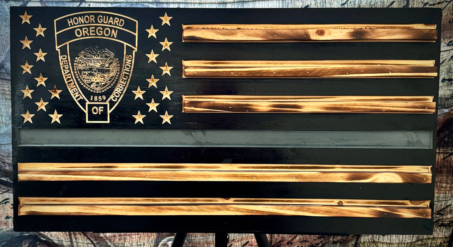 Handcrafted Wooden American Flag Wall Art with Challenge Coin Holder - Patriotic Veteran Gift
