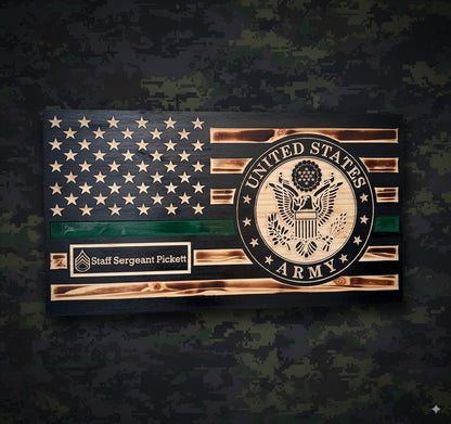 Rustic Thin Blue Line American Flag Wall Art - Police Officer Retirement Gift - Law Enforcement Decor