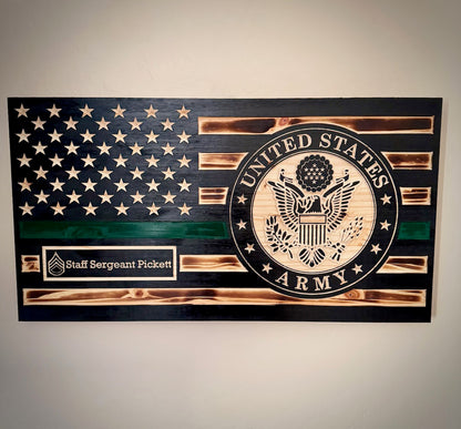 Large United States Armed Forces Wooden Fags