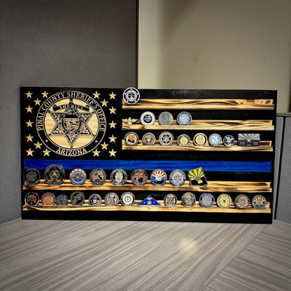 Custom Blue Line Challenge Coin Holder