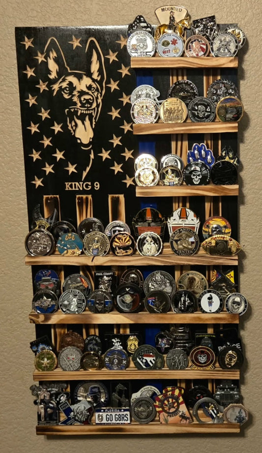 Custom Blue Line Double Challenge Coin Holder